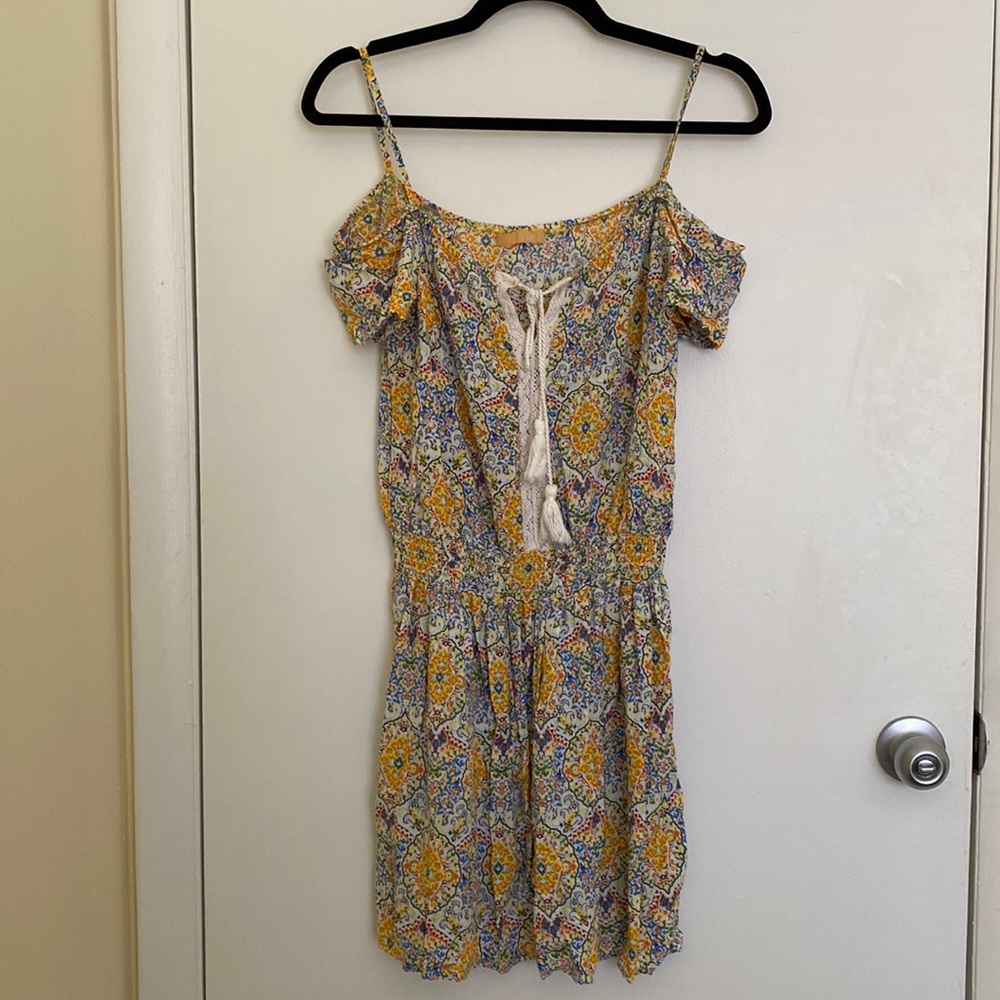 YMI Yellow and Blue Patterned Flowy Dress, Size L
